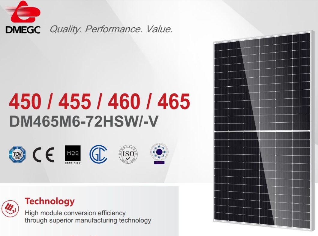 Dmegc Solar Half Cut Monocrystalline Solar Panel 440W 445W 450W 455W Solar Module Solar Panels From China