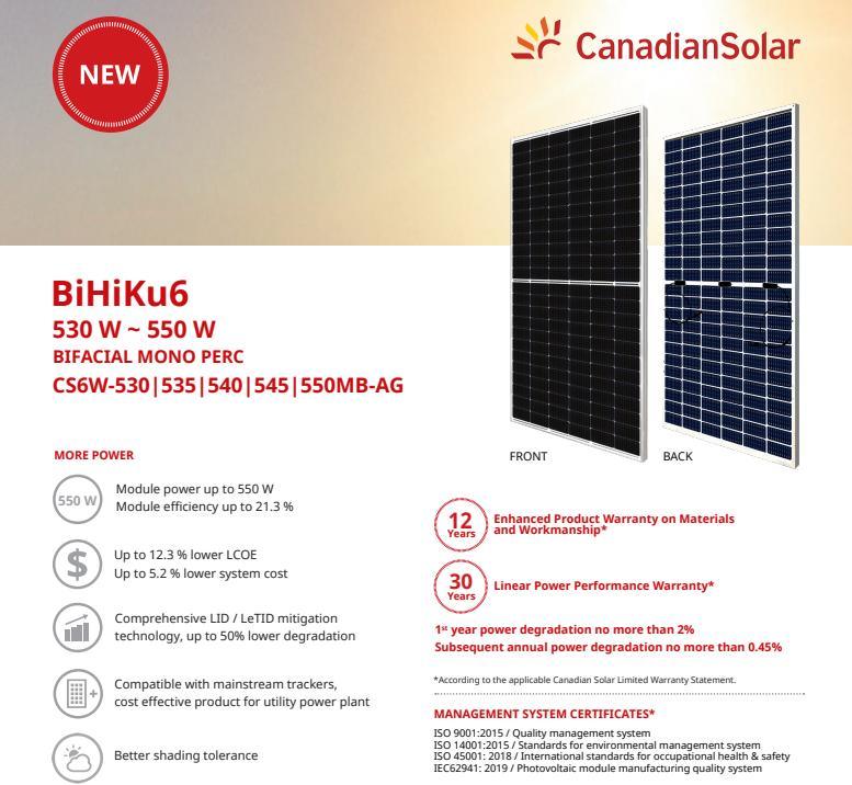 Canadian High-Power Solar Panels with Ex-Factory Price 530W 535W 540W 545W 550W