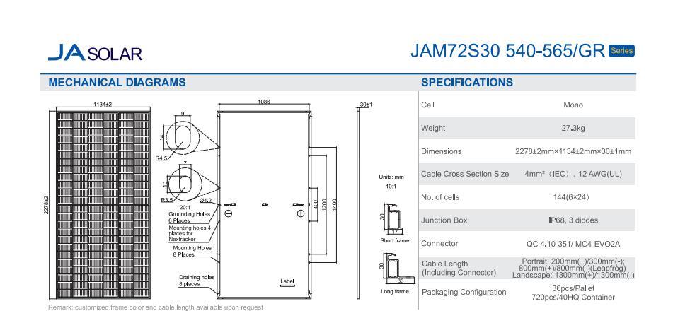 High Qualityja Half Cell Module Mbb Monocrystalline Silicon 540/545/550/555/560/565W Solar Panel Good Quality