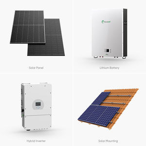 3/5/10kw on/off Grid Roof Mounting Kit Solar Energy Power System with Generator Inverter for Home/Commercial/Industry System Factory Price