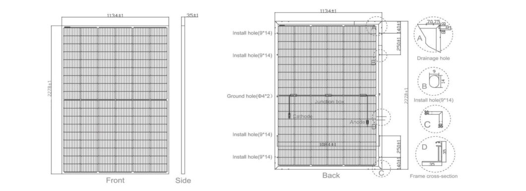 Dinghui Mono PV Module Bificial Solar Panels 535W 545W 555W Bifacial USA La