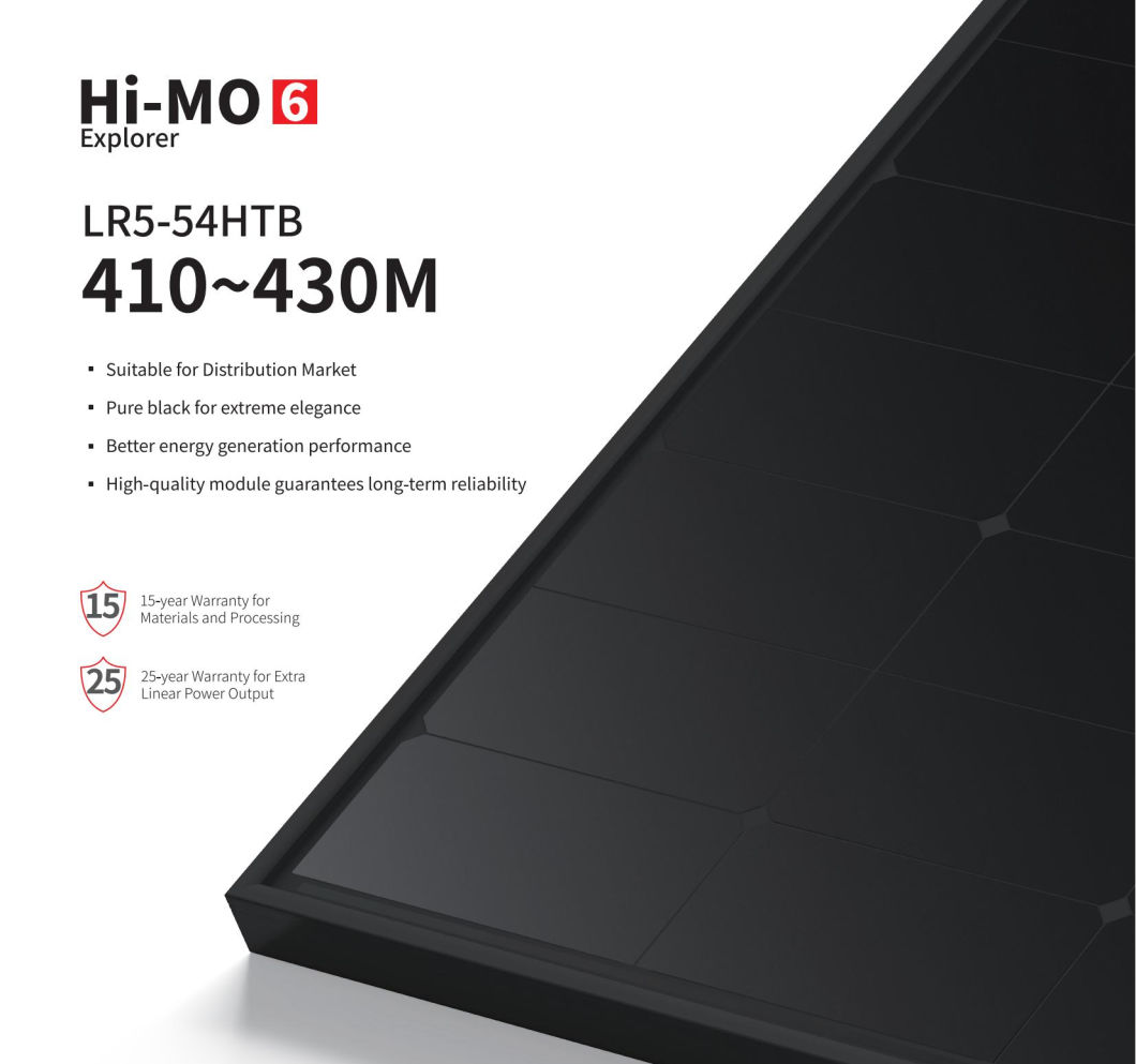 Longi Himo 6 All Full Black 420W Grade a Mono 410W 415W 425W 430W PV Solar Panel for Solar Energy System