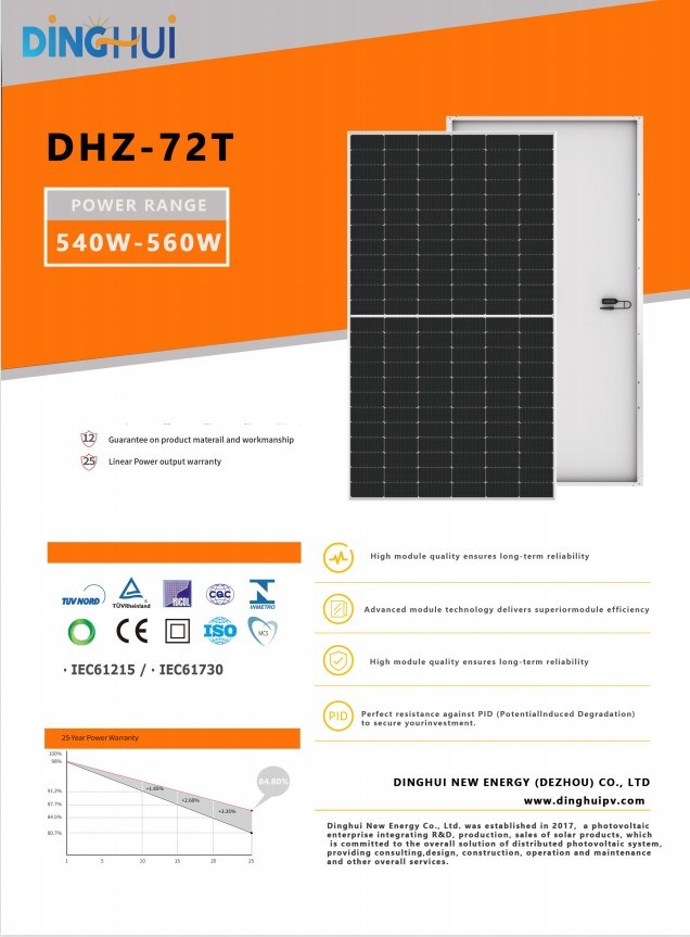 Hot Selling Lolngi Dinghui Double Glass Module PV 545W 560W Solar Panels