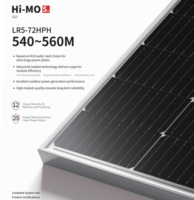 Longi a-Class 555W Solar Module Single-Glass Single-Sided Solar Photovoltaic Panel