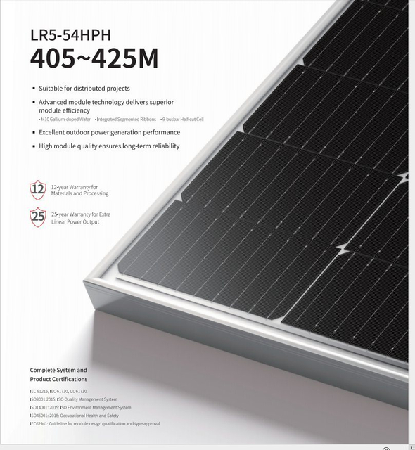 Longi High Quality Mono Solar Module 405W410W415W420W425W Solar Panel