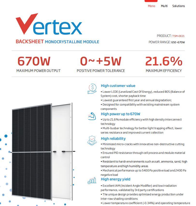 Tier 1 Brand Trina Tsm-De21 650W655W660W665W670W Mono Solar Panel with Best Price