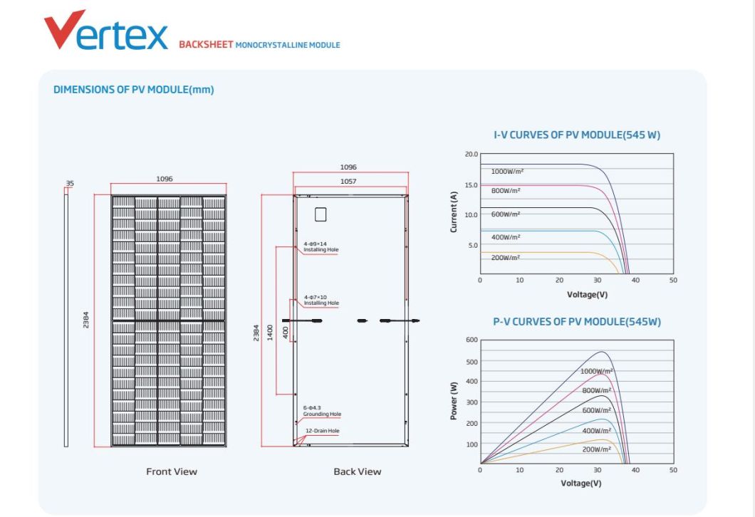 Trina Ex-Factory Price Solar Pane 530W 535W 540W 545W 550W