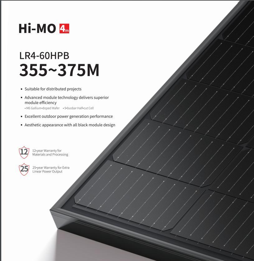 Longi Lr4 355/360/365/370/375W All Black Half-Cut Cell Solar Panel Stock with TUV CE Certificates