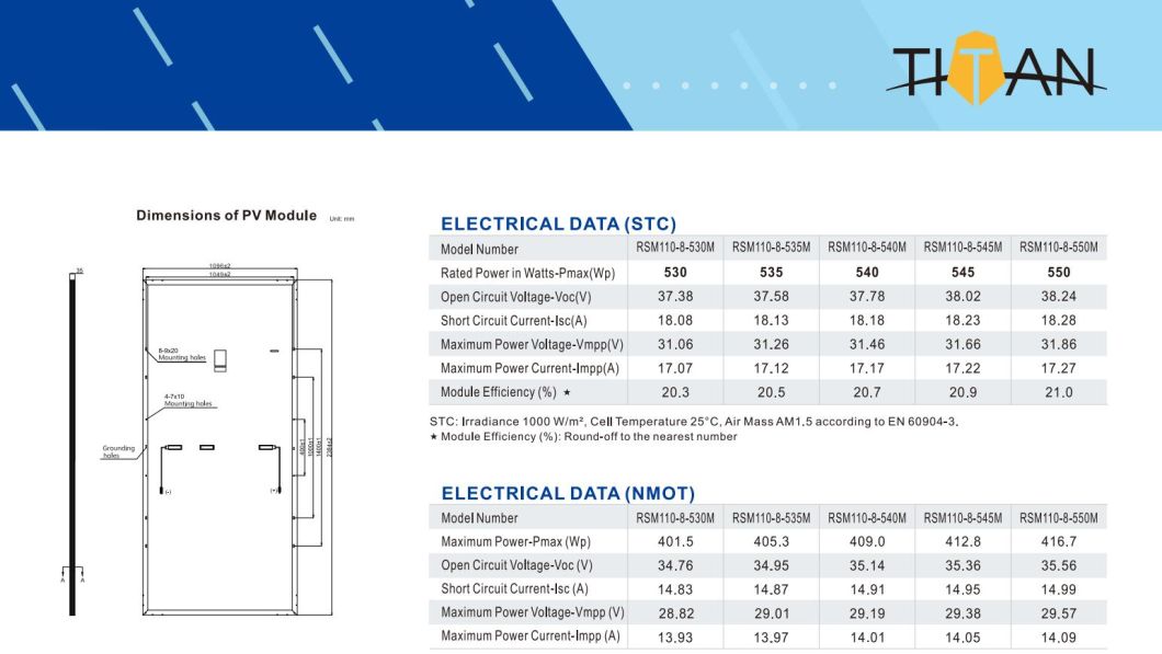 Risen Solar 144 Cells 540W 560W Mono Solar Panel for Solar Energy System