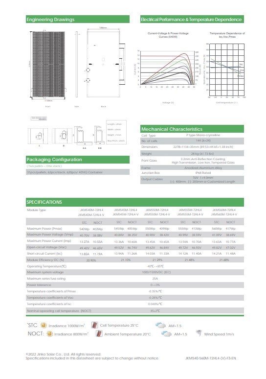 Jinko Ja Longi Trina Tier 1 Brand 540/550/545/555/560W N Type Efficiency Stock Wholesale Solar Panel