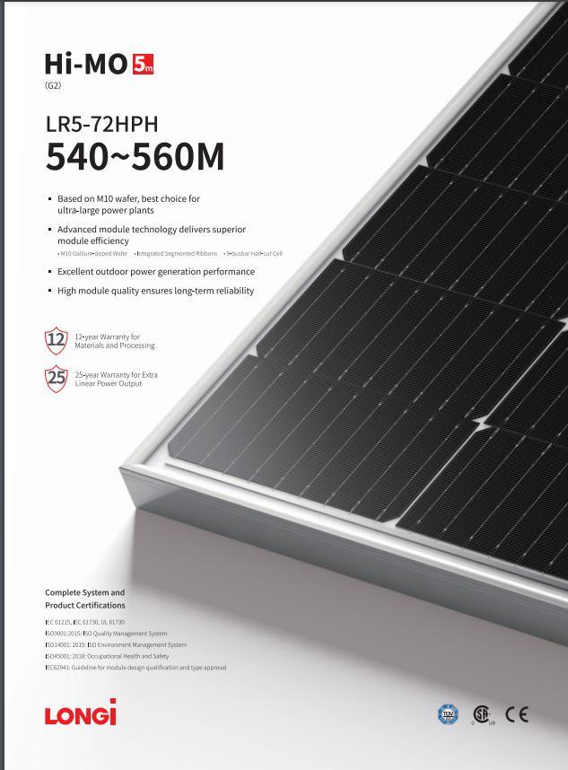 Longi/Ja/Jinko/Trina/Canadian/Mono PV Poly Photovoltaic 144 Half Cells Solar Panels 550W540W 545W 555W in Stock