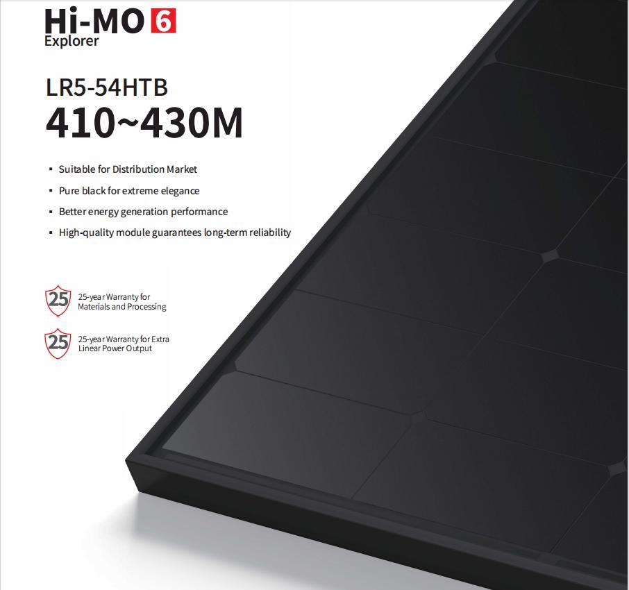 Longi Mono Solar Module Panel 410W/415W/420W/425W/430W All Black Solar Energy Panel