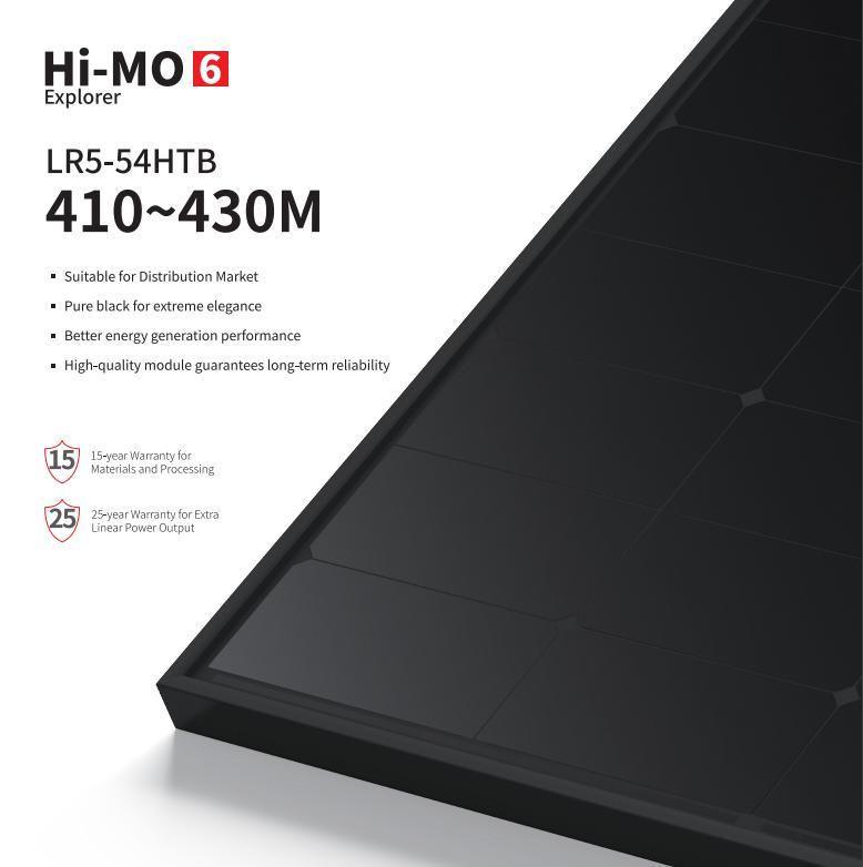 Longi Solar Energy N Type Solar Panel Hi Mo 6 Full Black 425W/430W Paneles Solares