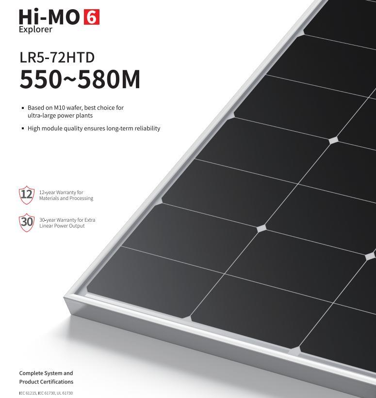 High Quality Solar Panel 210mm Mono 560W/580W 12bb 144 Cell Solar Panel Europe