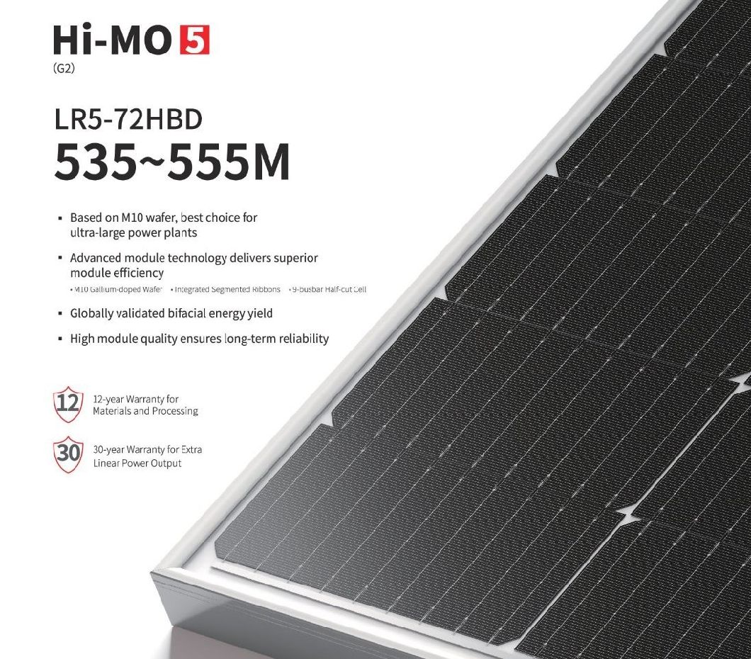 Longi A Grade Solar Module 530W 535W 540W 545W 550W Bifacial Mono Solar Panels