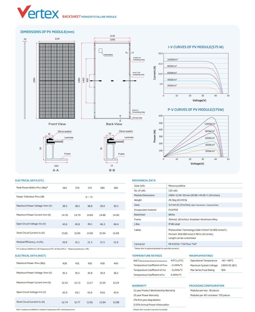 Trina 182mm Half Cell 550W PV Solar Panel 545W 560W 650W 660W in Stock