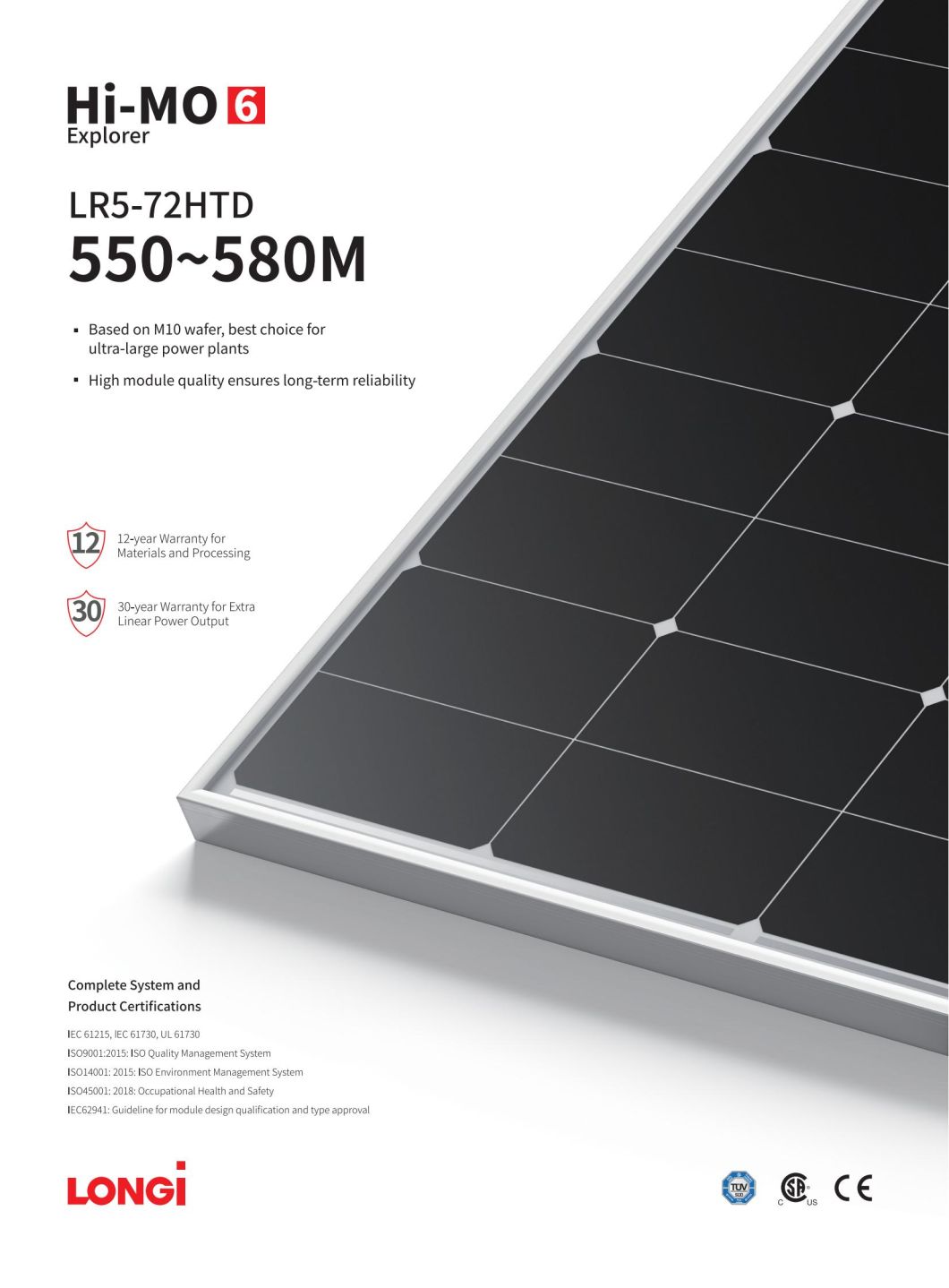 Longi Solar Panels 550W Bifacial for Solar Energy System