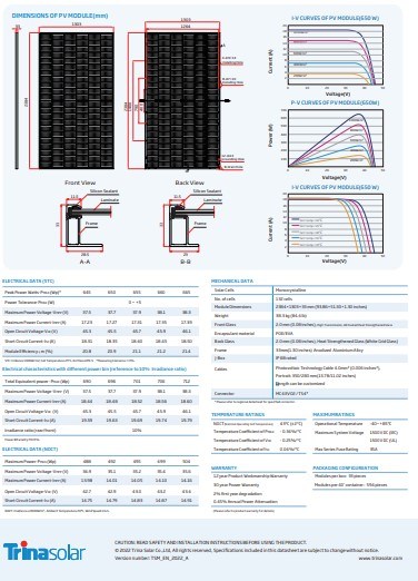Trina Mono 650 660 Watt Best Quality Half Cut Solar Module Panel