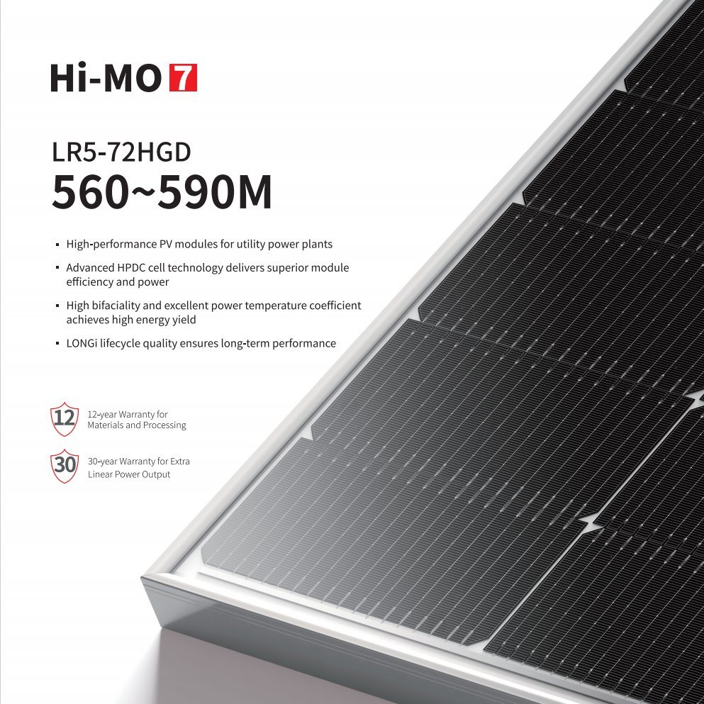 Longi Solar Panel Mono Half Cell 555W 560W 575W 580W 585W 590W PV Module for Solar Power System Solar Modules