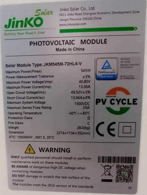 Jinko Tiger PRO Neo N-Type Solar Panel Price 500W 545W 550W 550 Watt 600W 610W Cheapest Solar Panels Europe Warehouse