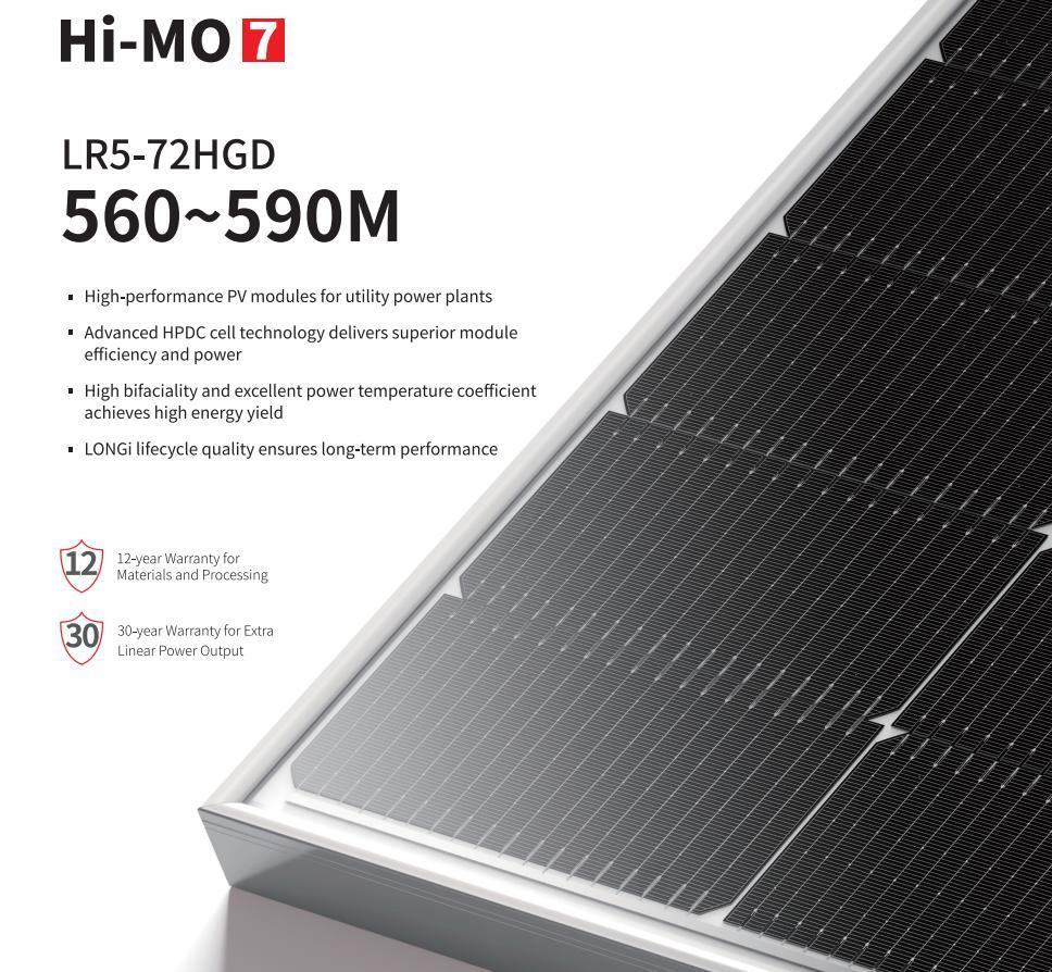Longi Himo7 Ex-Factory Solar Panel 560W 565W 570W 580W 585W 590W