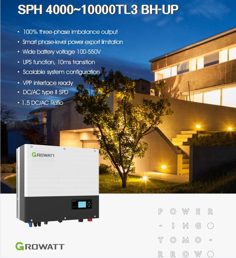 Growatt Hybrid Sph 10000tl3 Bh-up 10kw Three Phase Solar Inverter