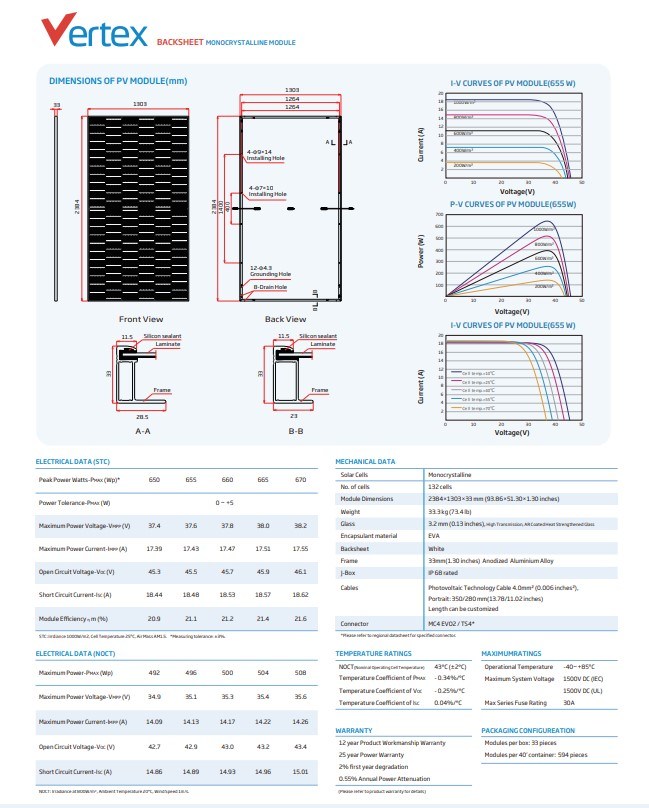 Highest Efficiency Customized 650/660/670/700W Cheap PV Perc Mono Solar Panel for System
