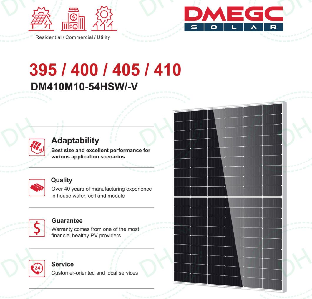 Dmegc Photovoltaic Mono 395W 400W 405W 410W Solar Panels for Home