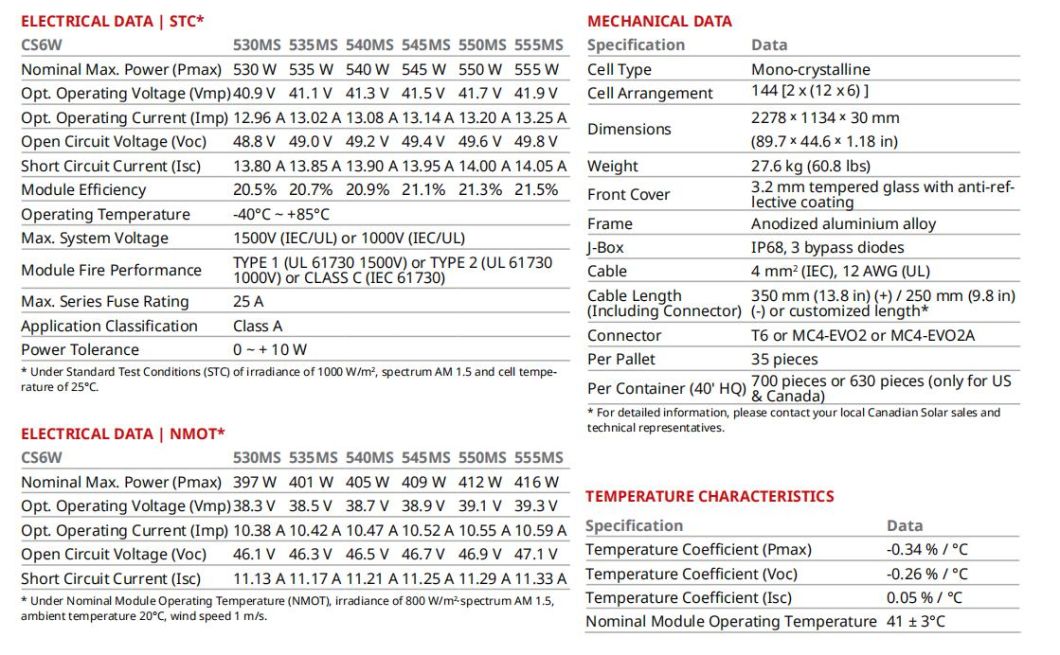 A Grade Brand Mono Perc Solar Power Panel 535W540W545W550W555W for Solar System