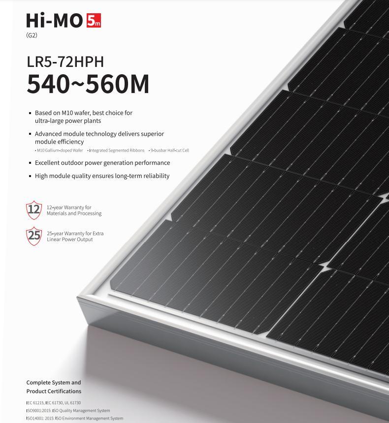 Longi Good Solar Panel Roofing Sheets Mono 545W Aluminium Solar Photovoltaic Panel