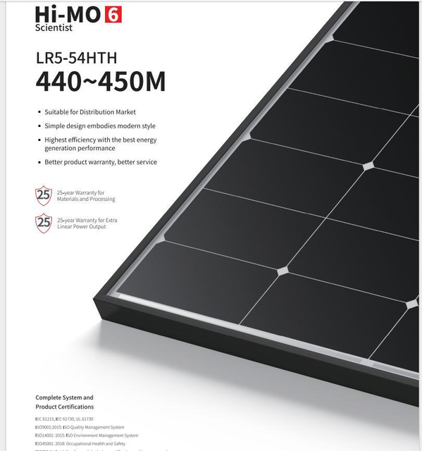 Longi High Efficiency 108cells Mono Solar Panels 440W445W450W Black Frame