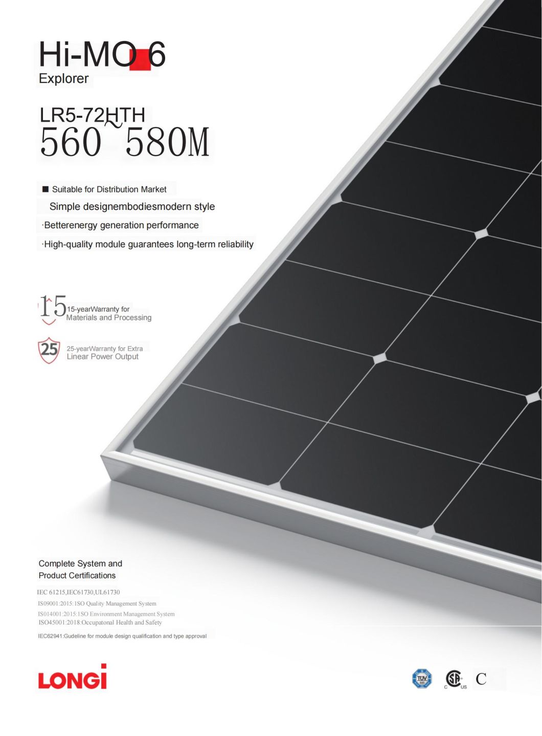 Longji Double-Sided High-Efficiency Household Commercial 560W Solar Panel