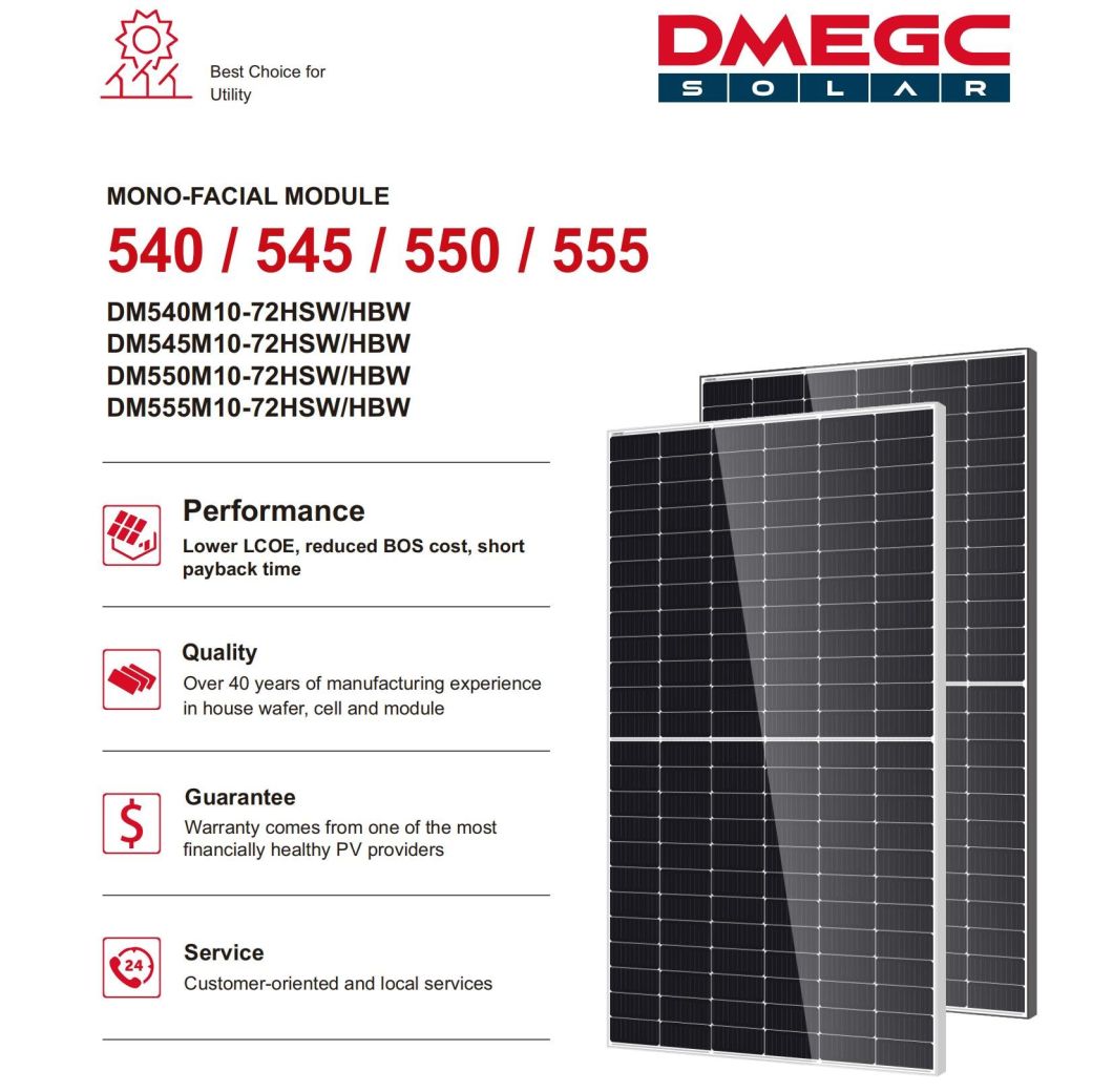 Half Cut 9bb 540W 545W 550W 555W 560W Solar Power Panel