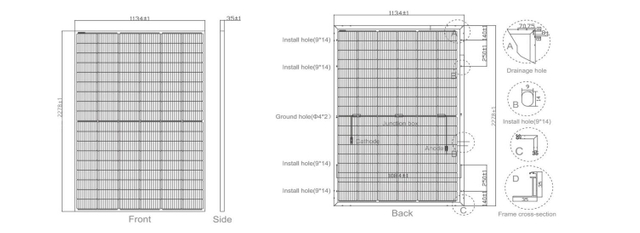 Dinghui Mono PV Module Bificial Solar Panels 535W 545W 555W Bifacial USA La