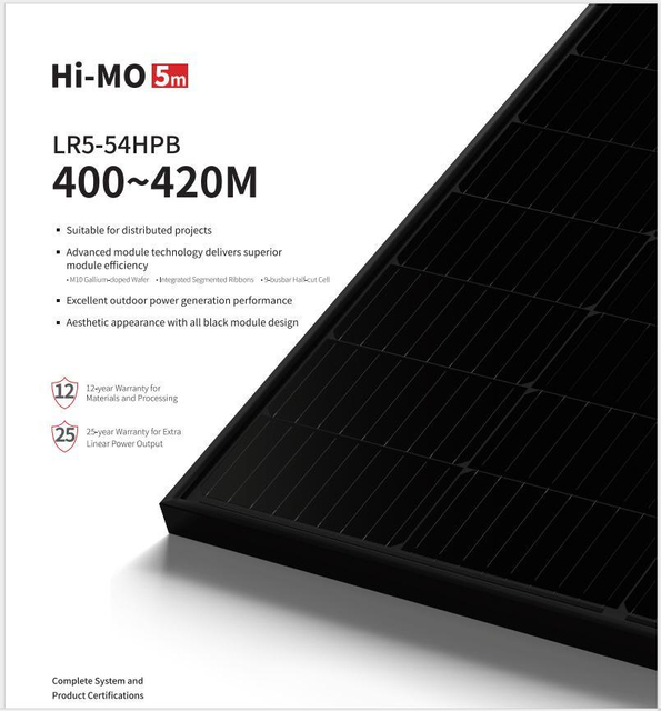 High Efficiency Longi Solar Module 400W405W410W415W420W Mono Solar Panel