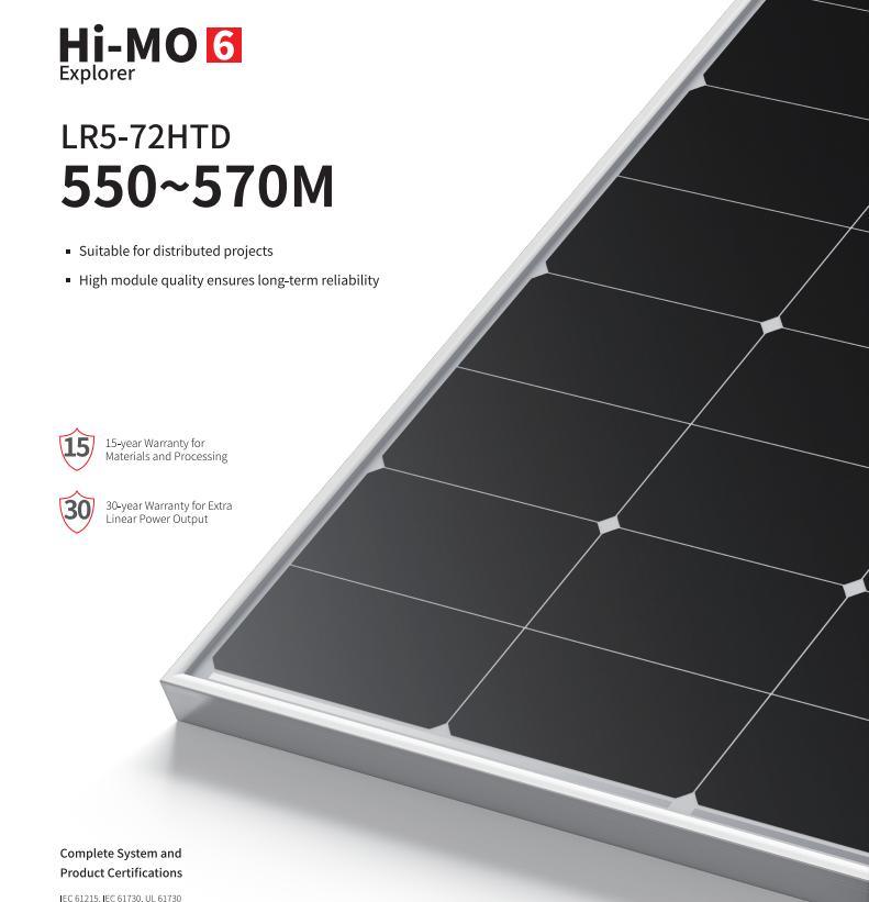 Longi Highest Efficiency Solar Cells OEM Acceptable 550watt Mono Solar Panels Price