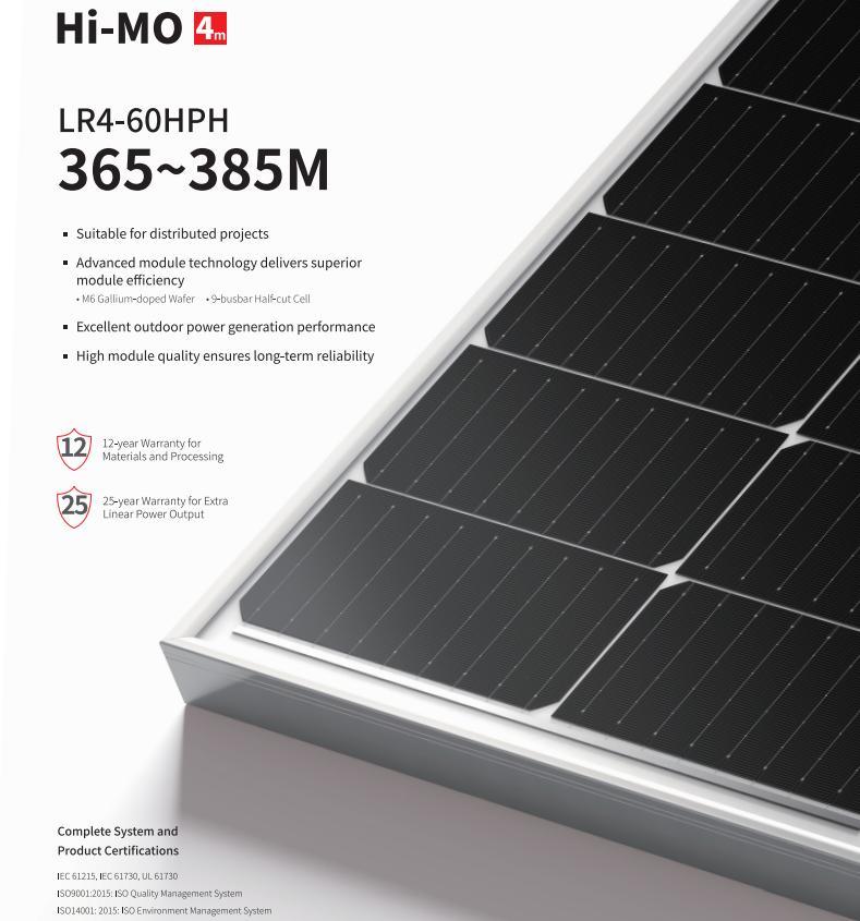 Longi Best Product Hi-Mo4m Monocrystalline Silicon 370W/380W/385W Half Cell Solar Panels