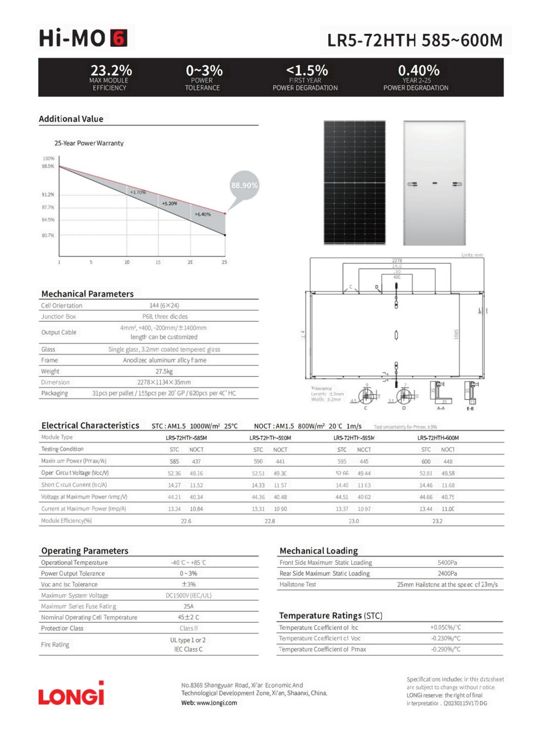 Longi Double Sided All Black High-Efficiency 535W Solar Panel