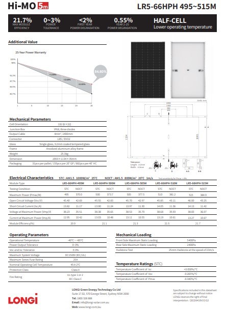 Longi/Ja/Jinko 500W 550W 560W 600W Monocrystalline144 Half Cells Solar Power Panel