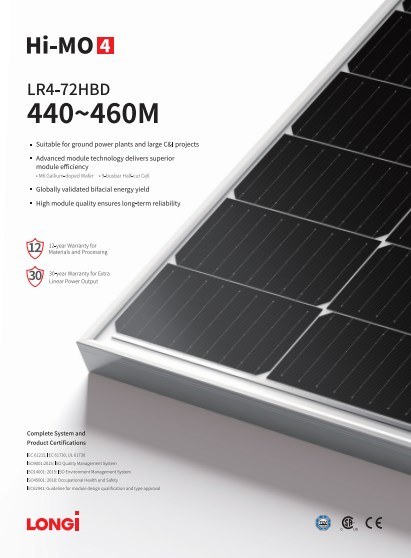 Longi 440 450 455 460W Half Cut Black Fotovoltaic Solar Panels