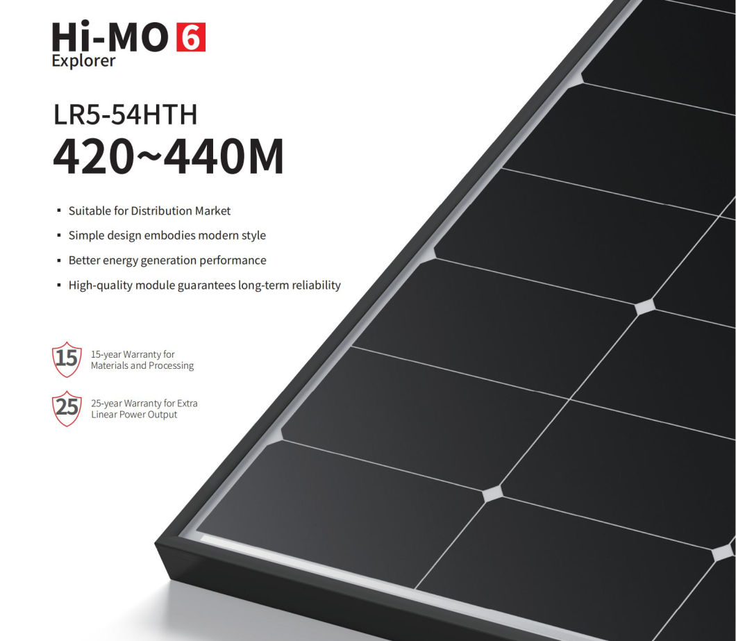 Longi All Black 182mm 108 Cells 420W 425W 430W 435watt Solar Panels 440W Solar PV Module