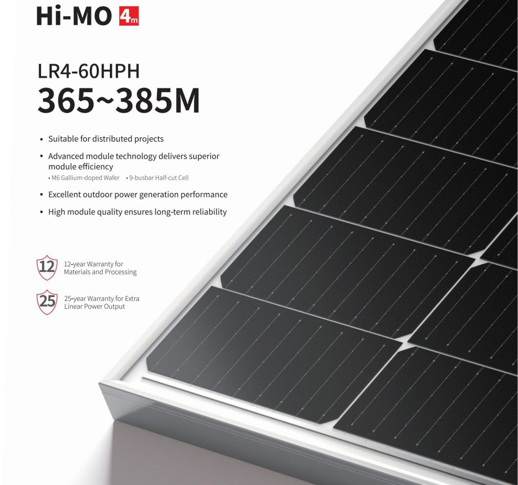Longi Solar 300W Monocrystalline Silicon PV 365W 370W 375W 380W 385W Panels