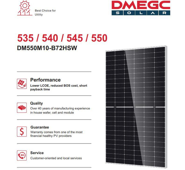 China Dmegc A Grade 545W 550W Longi Trina Jinko Ja Canadian Monocrystalline Solar Panel for Home