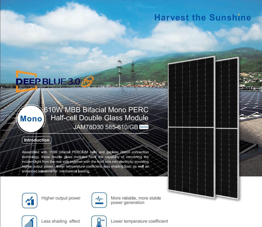 Tiier1 Ja 585/890/595/600/605/610W New Design PV Module Bifacial Mono Perc Half-Cell Double Glass Solar Panel