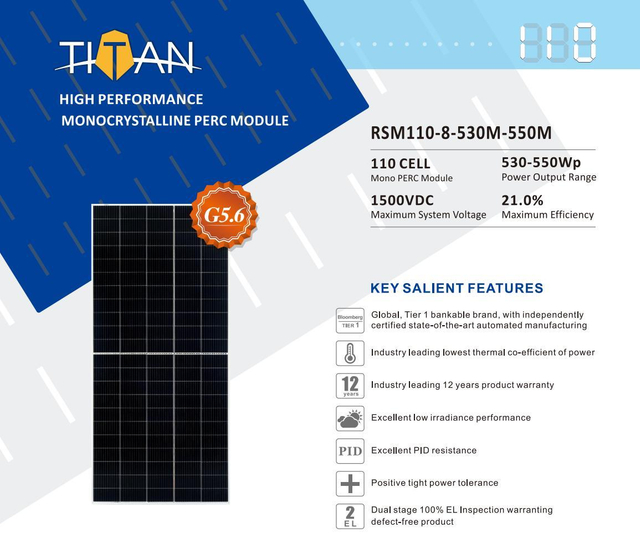 Risen Solar 144 Cells 540W 560W Mono Solar Panel for Solar Energy System