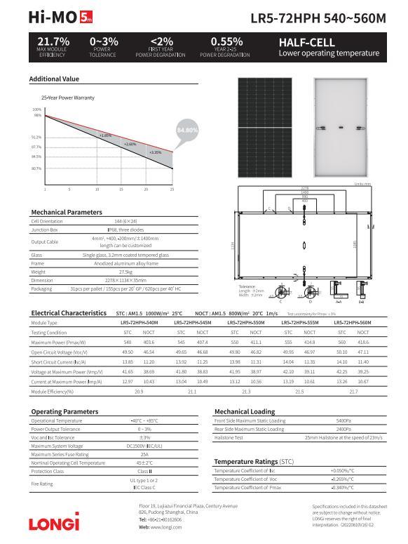 Ja Longi Jaso Jinko Trina 535/540/545/550/555/600/700W Perc Double Glass Bifacialpv Solarenergy Panel
