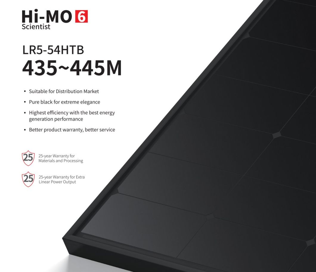 Longi Himo6 Longi Lr5-54htb 410W 415W 420W 425W Full Black Longi Solar System Panels