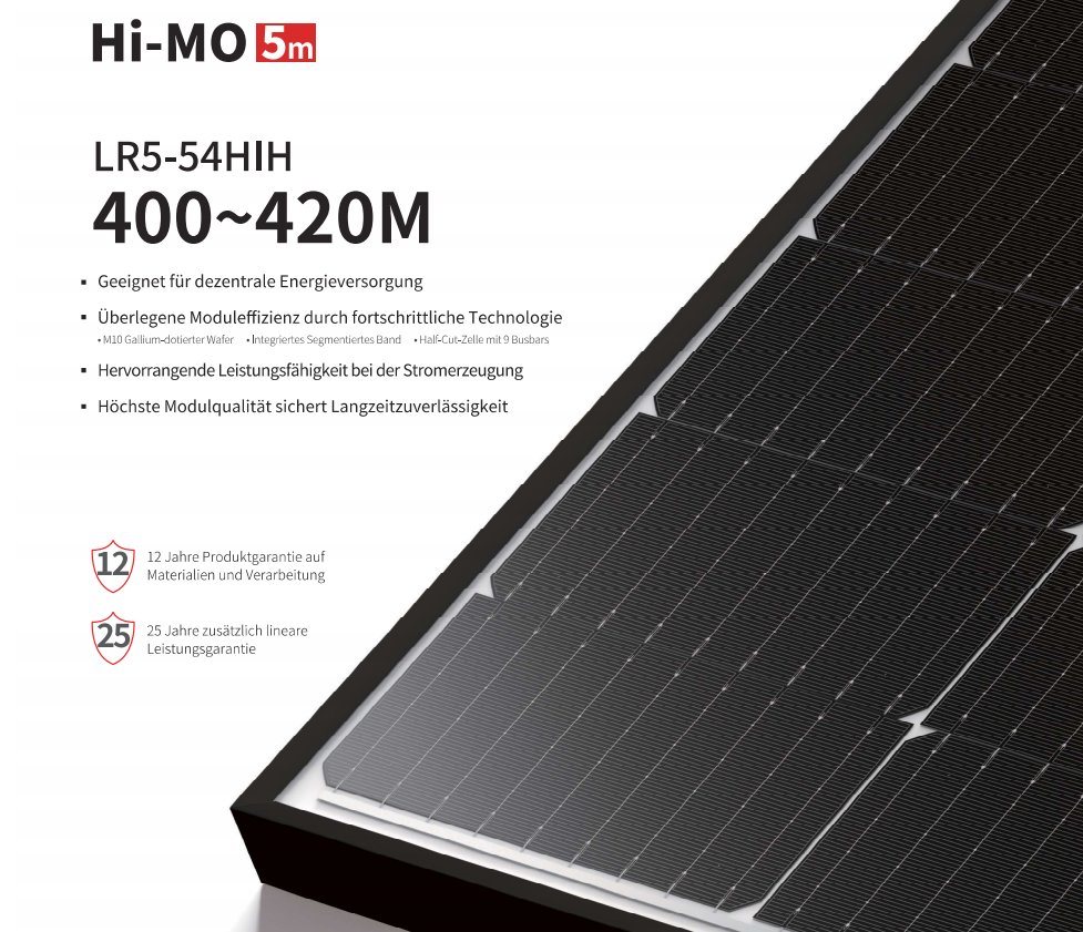 Longi Solar Panel for Solar Panels Roof Power Generation 400W 410W 420W Black Frame Solar Panel