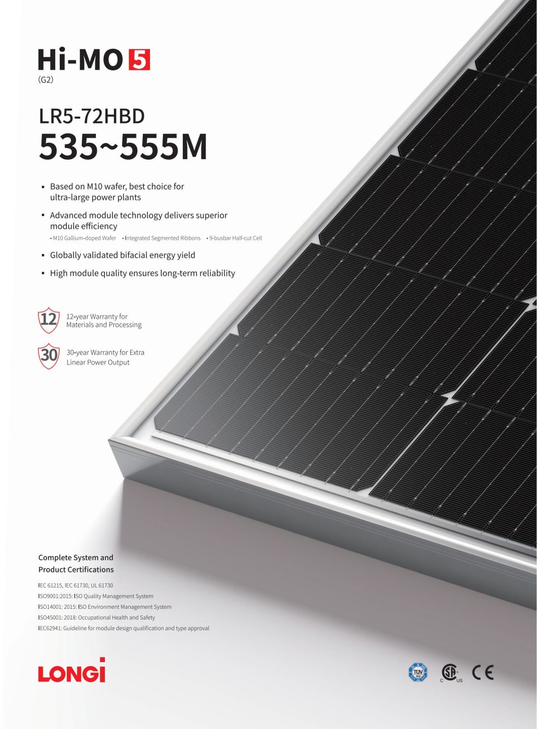 Longi High-Quality Positive a-Grade Mono Solar Panels All Black