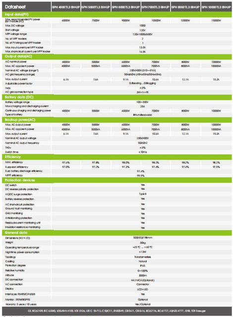 Solar Panels and Solar Batteries Growatt Inverter Sph6000tl3 Bh-up for Solar Energy System 6kw Hybrid Inverter